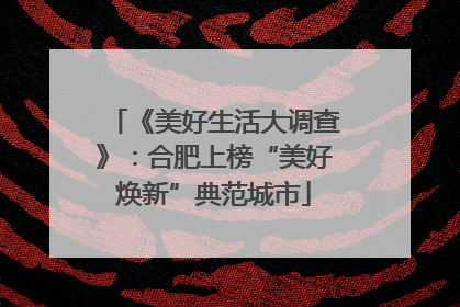 《美好生活大调查》：合肥上榜“美好焕新”典范城市