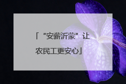 “安薪沂蒙”让农民工更安心