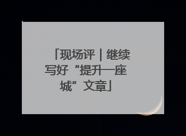 现场评｜继续写好“提升一座城”文章