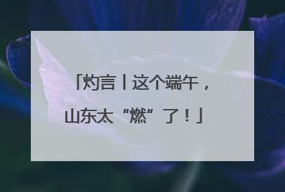 灼言丨这个端午，山东太“燃”了！