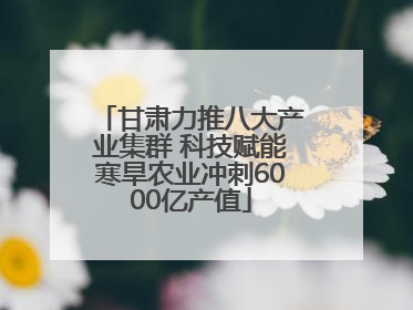 甘肃力推八大产业集群 科技赋能寒旱农业冲刺6000亿产值