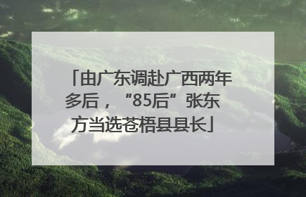 由广东调赴广西两年多后，“85后”张东方当选苍梧县县长
