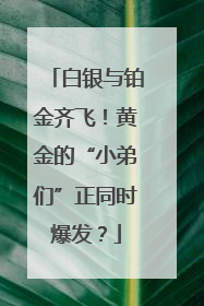 白银与铂金齐飞！黄金的“小弟们”正同时爆发？