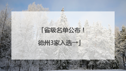 省级名单公布！德州3家入选→