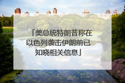 美总统特朗普称在以色列袭击伊朗前已知晓相关信息