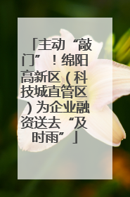主动“敲门”！绵阳高新区（科技城直管区）为企业融资送去“及时雨”