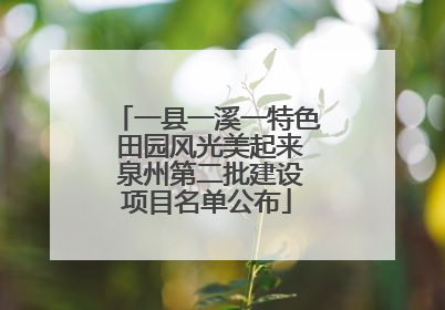 一县一溪一特色 田园风光美起来 泉州第二批建设项目名单公布