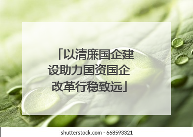 以清廉国企建设助力国资国企改革行稳致远
