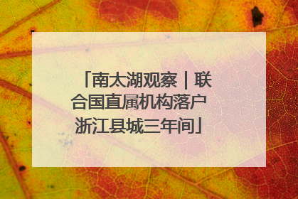 南太湖观察｜联合国直属机构落户浙江县城三年间