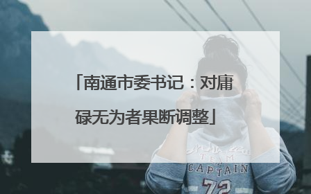 南通市委书记：对庸碌无为者果断调整