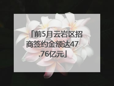 前5月云岩区招商签约金额达47.76亿元