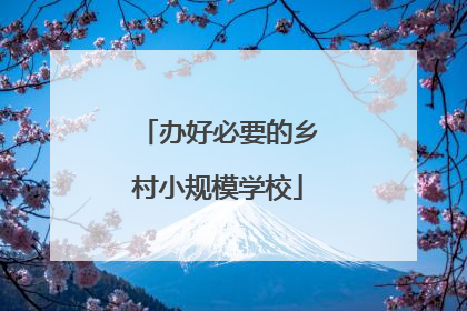 办好必要的乡村小规模学校