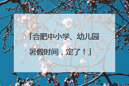合肥中小学、幼儿园暑假时间，定了！