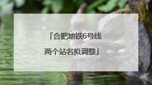 合肥地铁6号线两个站名拟调整