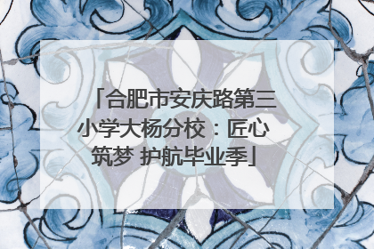 合肥市安庆路第三小学大杨分校：匠心筑梦 护航毕业季