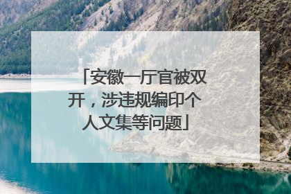 安徽一厅官被双开，涉违规编印个人文集等问题