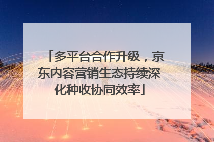 多平台合作升级，京东内容营销生态持续深化种收协同效率