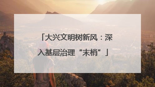 大兴文明树新风：深入基层治理“末梢”