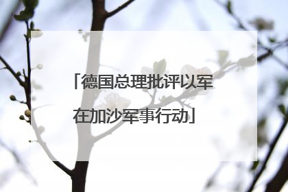 德国总理批评以军在加沙军事行动