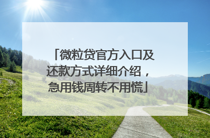 微粒贷官方入口及还款方式详细介绍，急用钱周转不用慌