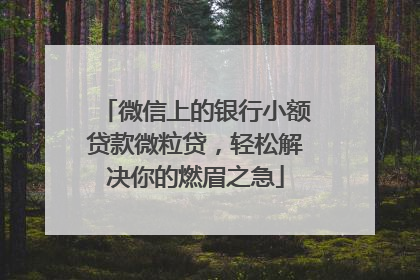 微信上的银行小额贷款微粒贷，轻松解决你的燃眉之急
