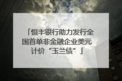 恒丰银行助力发行全国首单非金融企业美元计价“玉兰债”