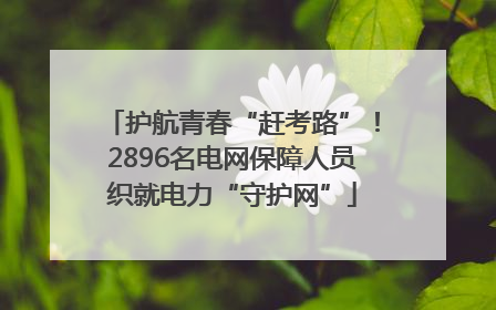 护航青春“赶考路”！2896名电网保障人员织就电力“守护网”