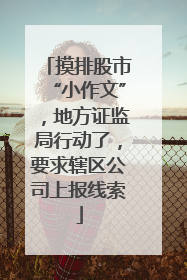 摸排股市“小作文”，地方证监局行动了，要求辖区公司上报线索