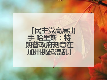 民主党高层出手 哈里斯：特朗普政府刻意在加州挑起混乱