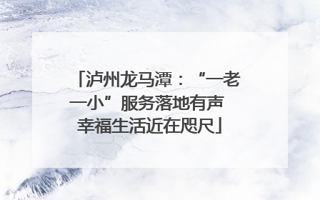 泸州龙马潭：“一老一小”服务落地有声 幸福生活近在咫尺
