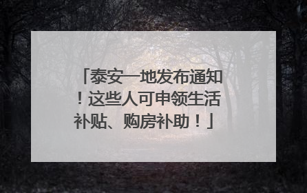 泰安一地发布通知！这些人可申领生活补贴、购房补助！