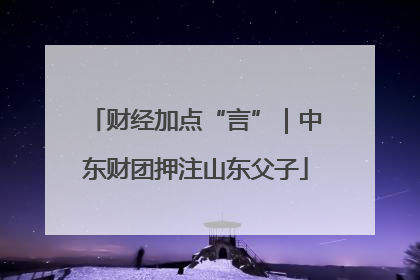 财经加点“言”｜中东财团押注山东父子