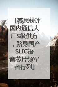 赛思获评国内通信大厂S级供方，跻身国产SLIC语音芯片领军者行列
