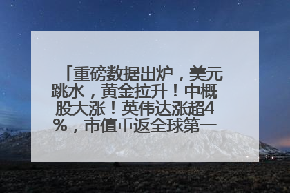 重磅数据出炉，美元跳水，黄金拉升！中概股大涨！英伟达涨超4%，市值重返全球第一！黄仁勋计划出售至多600万股股票