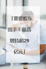 重要股东出手！最高增持超29亿元
