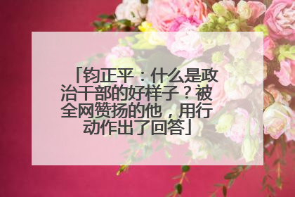 钧正平：什么是政治干部的好样子？被全网赞扬的他，用行动作出了回答