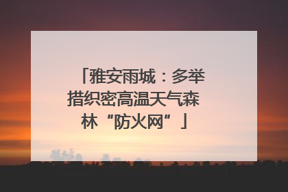雅安雨城：多举措织密高温天气森林“防火网”