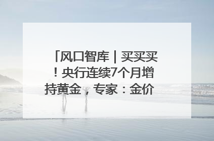 风口智库｜买买买！央行连续7个月增持黄金，专家：金价或仍易涨难跌
