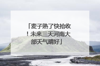 麦子熟了快抢收！未来三天河南大部天气晴好