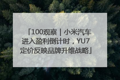100观察｜小米汽车进入盈利倒计时，YU7定价反映品牌升维战略