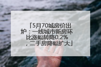5月70城房价出炉：一线城市新房环比涨幅转降0.2%，二手房降幅扩大